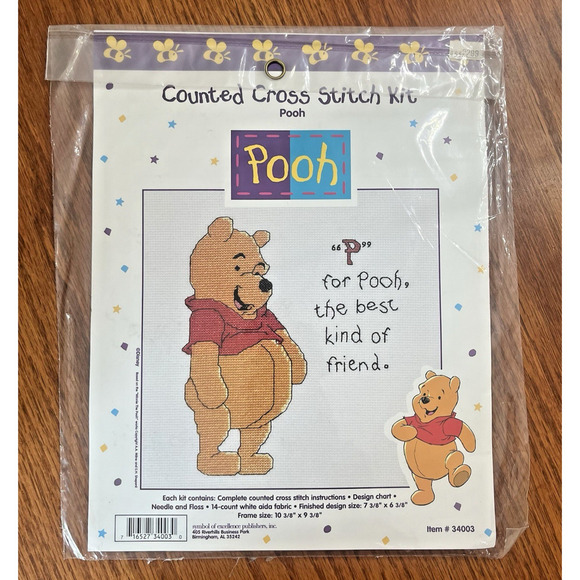 Vintage Disney's Winnie the Pooh Cross Stitch Kit P for Pooh Best Friend #34003 - Picture 1 of 5